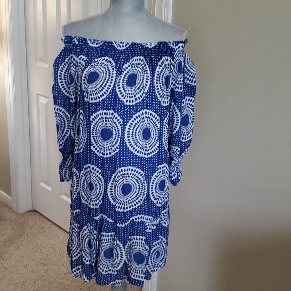 Off the Shoulder Geometric Beach Dress